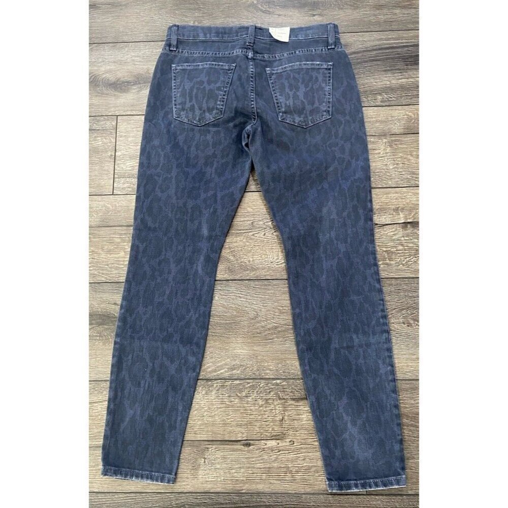 NWT Current/Elliott Stilletto Skinny Jeans Oil Spill Painted Leopard Blue 26 New - Picture 3 of 6